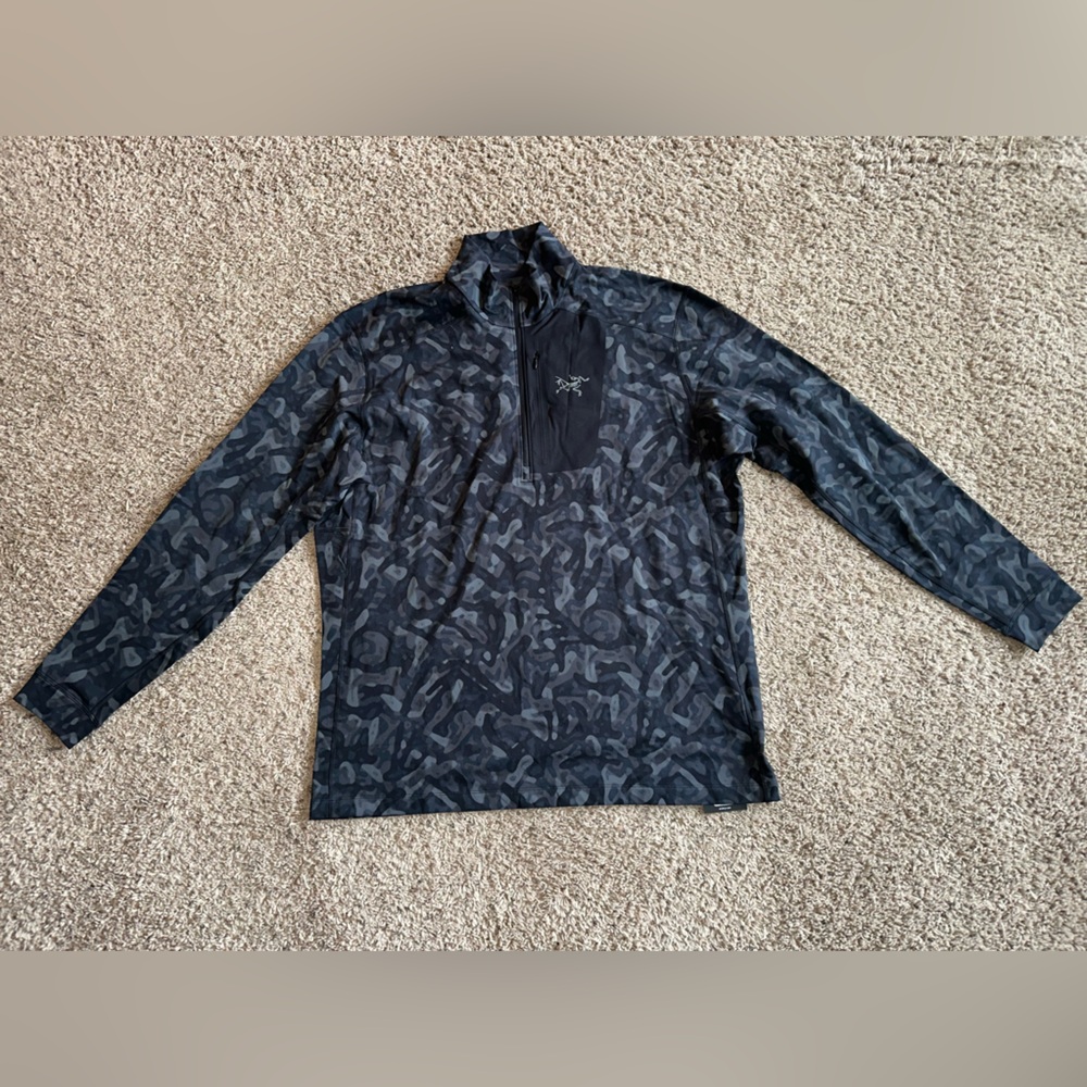 Men’s Arc’teryx XXL Microfleece base layer RHO LT ZIP NECK PRINT MEN'S